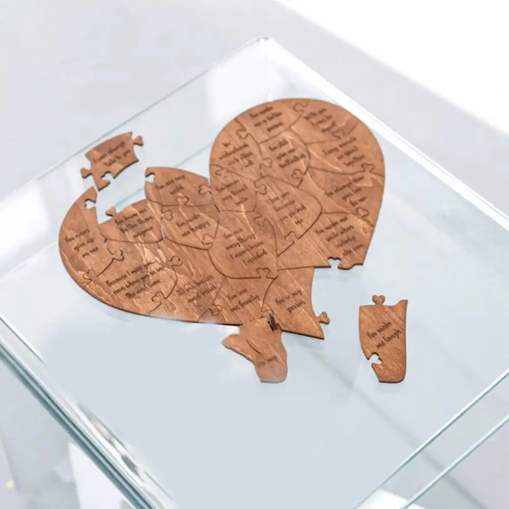 Heart Shaped Sentimental Gift Custom Engraved Wooden Love Puzzle Sentimental Valentine's Day for Wife for Girlfriend for Her