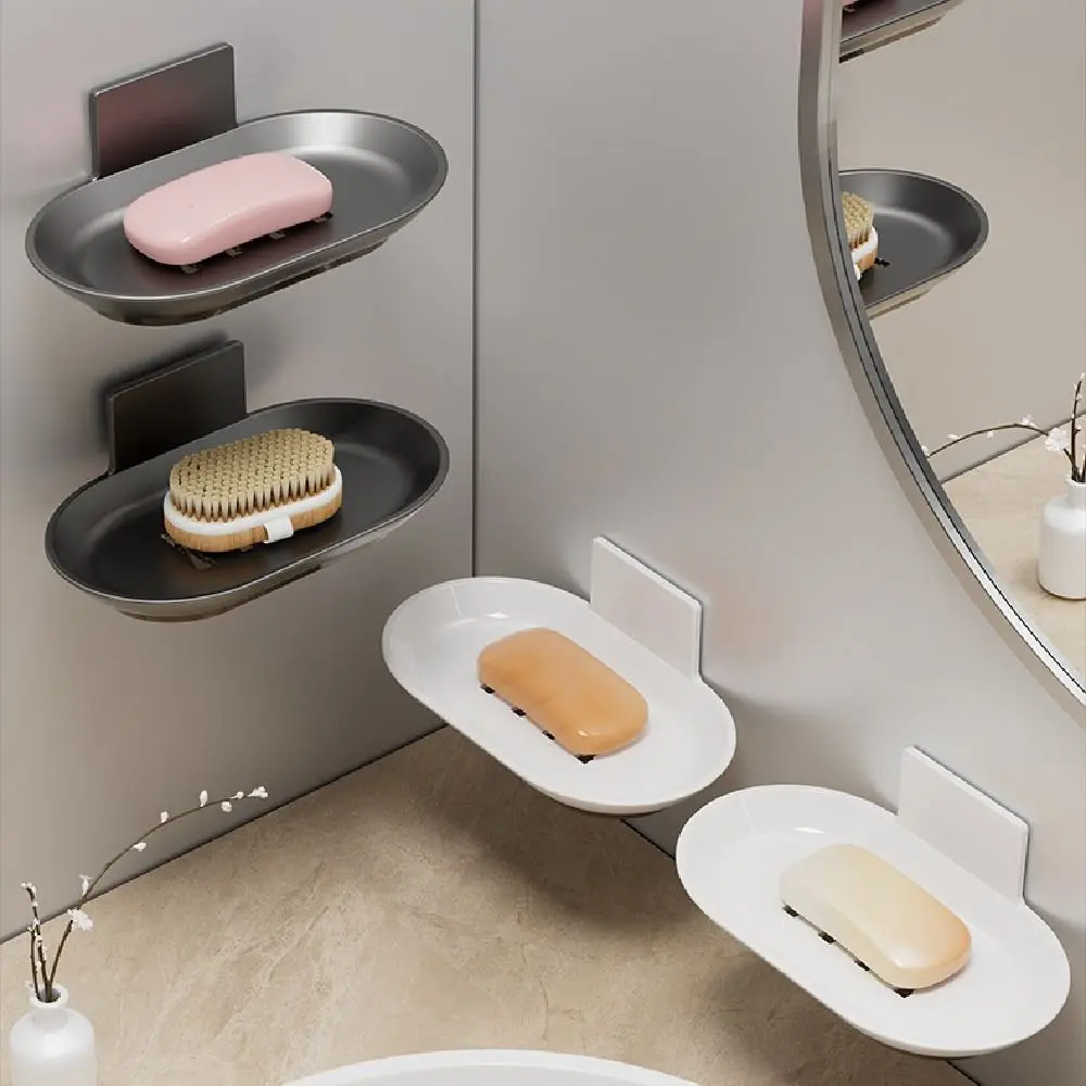 

2 шт. алюминиевая настенная мыльница, самоклеящийся лоток для хранения мыла без перфорации со сливом воды, нержавеющая коробка для слива мыла