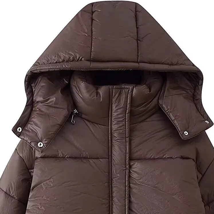 JNLEAOG feminino Thiened longo Sve com capuz cor pura algodão Jaet gola rua Sle outono nova chegada