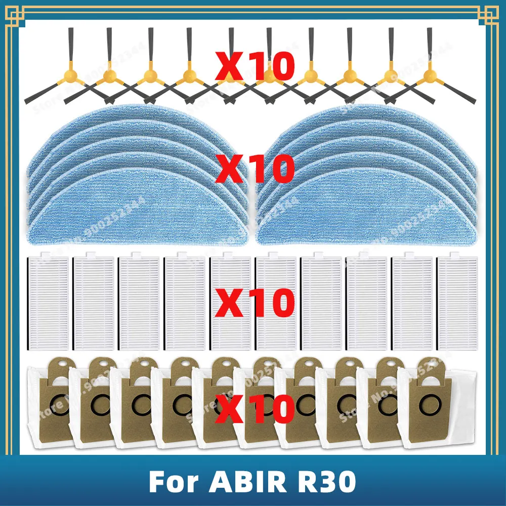 Compatibile per ABIR R30 Robot aspirapolvere pezzi di ricambio di ricambio accessori spazzola laterale filtro Hepa sacchetto per la polvere in