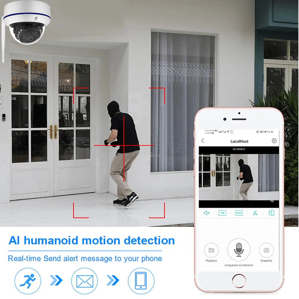 5MP Metal Material Wifi Dome IP Camera TUYA Wireless Camera Audio Record Smart Life Home Vandal-Proof Waterproof Outdoor Camera