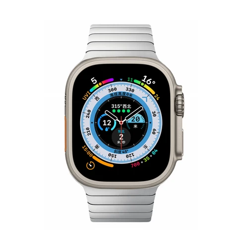 Imagen 2 del producto Pulsera de color titanio para Apple Watch Ultra 2, 49mm, 10, 46mm, correa de lujo de acero inoxidable para IWatch 9 8 7 6 5 4 SE 45mm 44