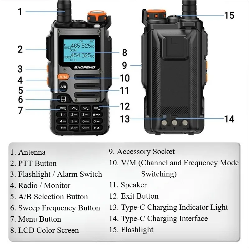 Baofeng BF-K68 جهاز اتصال لاسلكي 6-band TYPE-C خارجي عالي الطاقة جهاز اتصال لاسلكي 5 كم 2 طريقة راديو Baofeng Marine Radio Comunicador
