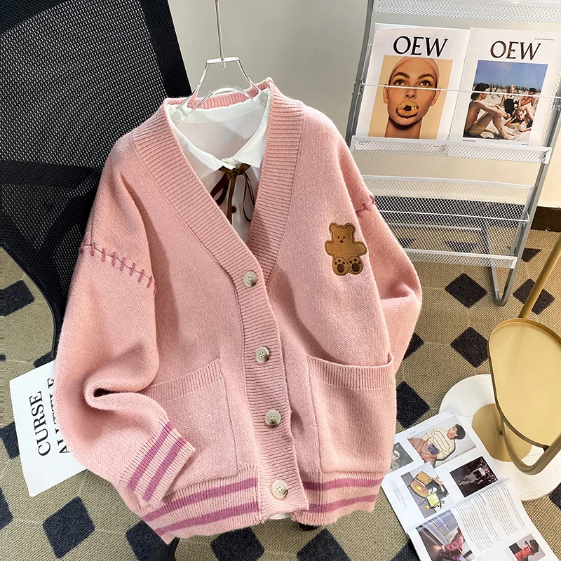 2024 new autumn and winter teddy bear sweater cardigan women's coat women's clothing loose knit top