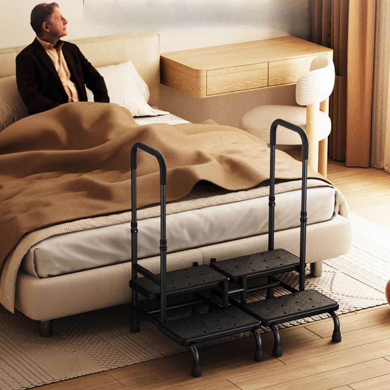 Medical 2 Step Stool for Elderly Adjustable Handrail Reinforced Leg Strong Bearing Double-layer Step Stools with Double Handle