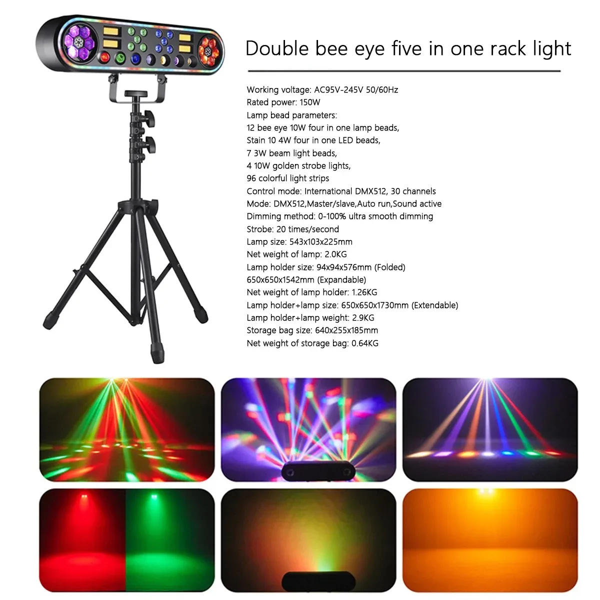 150W Disco Party with Stand RGBW 5 in 1 Moving Head DJ Light LED Beam Strobe Stage Effect Lighting for Disco Wedding Bar view 3