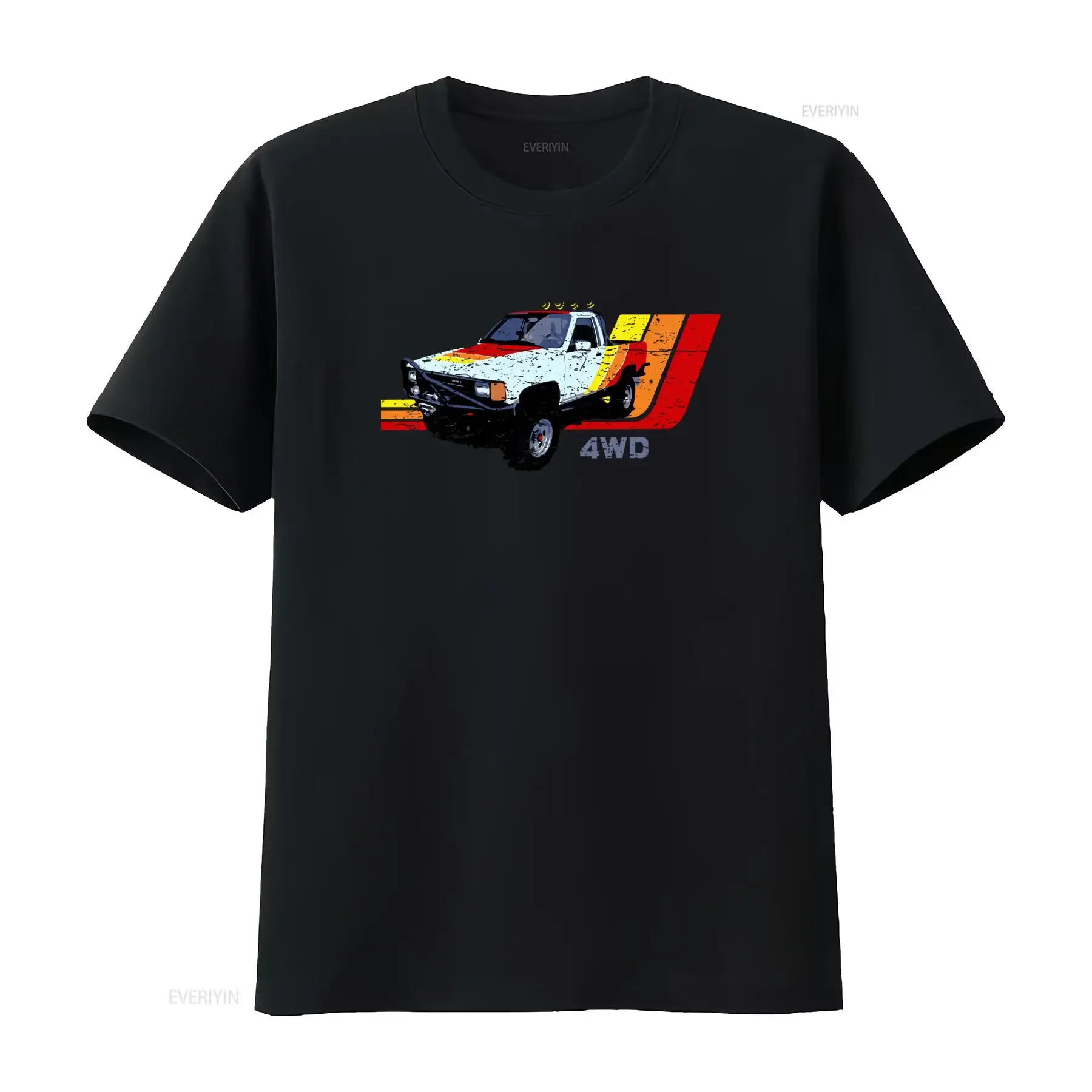 Retro Vintage 4WD Off Road Pickup Truck Print Casual Outdoor Adventure T Shirt vintage Washed Versatile Soft Stylish Breathable