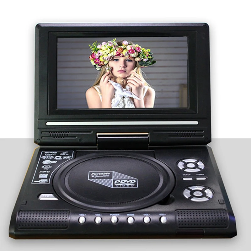 9.8 Inch Portable Home Car DVD Player VCD CD Game TV Player USB Radio Adapter Support FM Radio Receiving-EU Plug