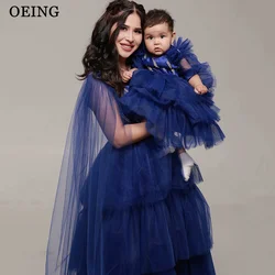 OEING Fashion Royal Blue Mother And Daughter Prom Dress For Photo Shoot Dubai ArabiaLong Mother And Kids Party Night Gowns