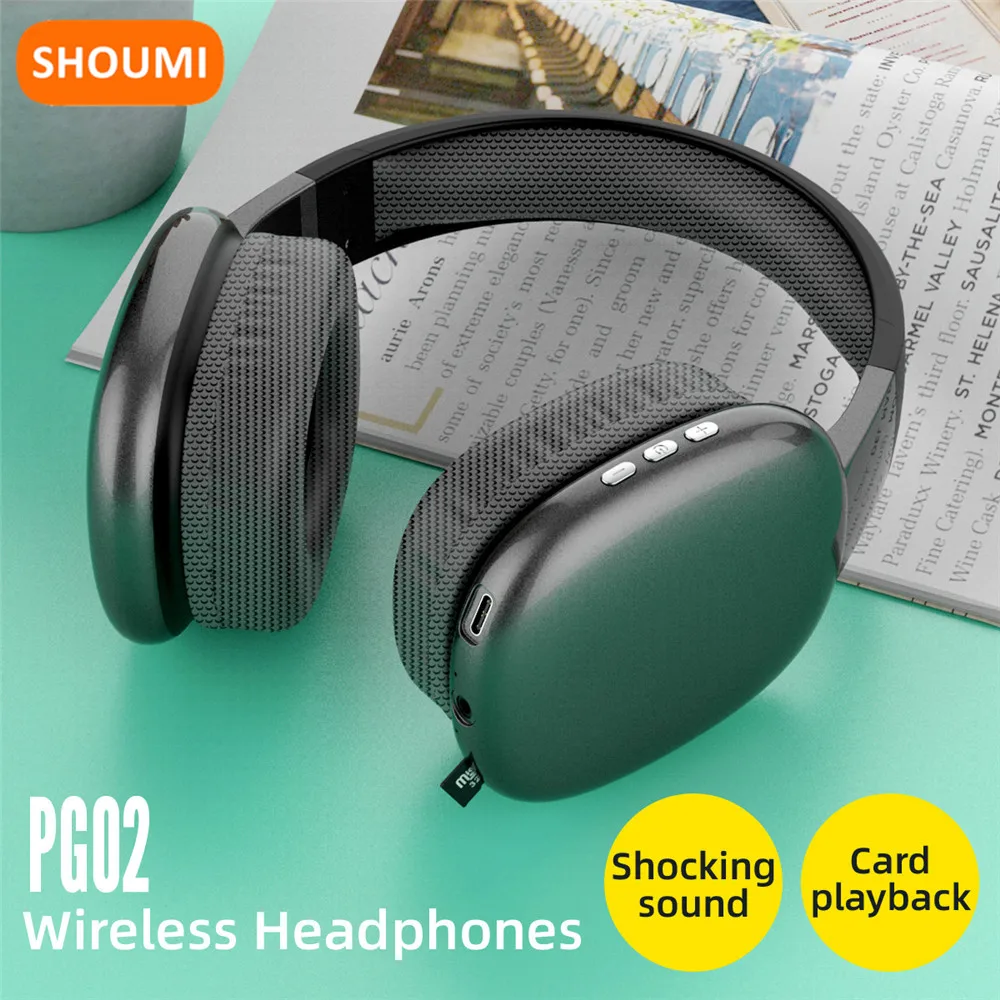 Shoumi Newest Wireless Headphones Bluetooth Earphones Large Headset Helmets with Mic Support TF-Card Mp3 Play For Phones Laptop