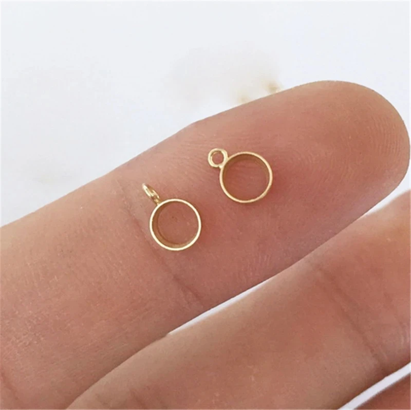 4/6mm Bezel Drop 14K Gold Filled Bezel Drop Charm 1/20 Gold Drop Pendant for Jewelry Making DIY Jewelry Accessories Findings