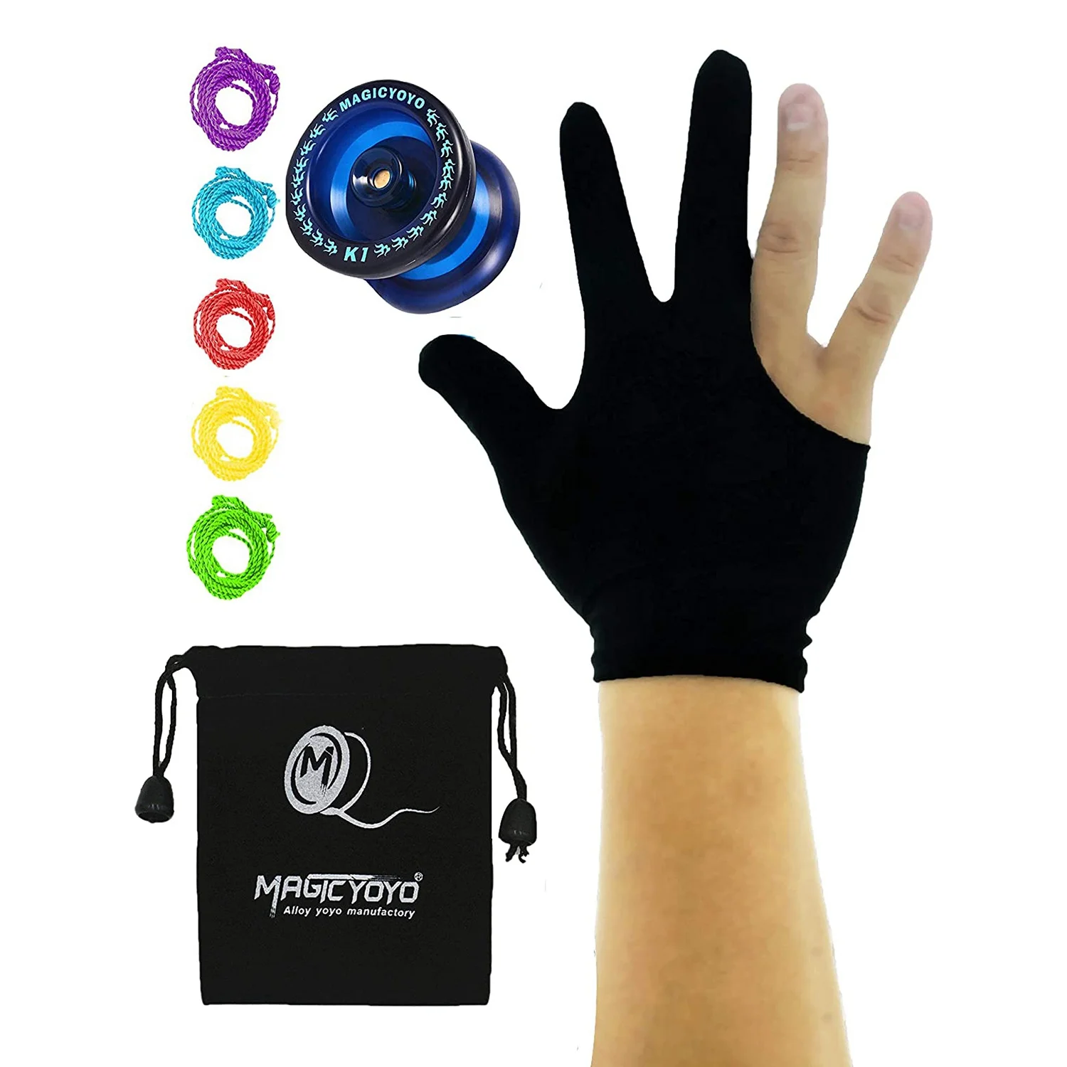 MAGICYOYO N11 Unresponsive Yoyo Alloy Aluminum YoYo K1 Dark Blue Plastic ResponsiveKid Beginner Yoyo with Yoyo Glove,Bag