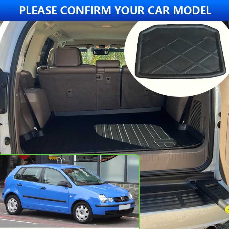 Car Trunk Mat For VW Volkswagen Polo 4 MK4 9N Vivo 2001~2009 2007 2008 High Temperature Resistant Storage Carpet Auto Accessorie