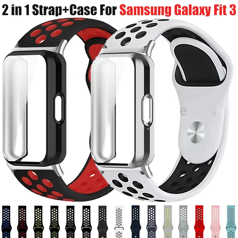 Silicone Strap+TPU Case For Samsung Galaxy Fit 3 Comfortable Bracelet Correa With Screen Protector For Galaxy Fit 3 Accessories