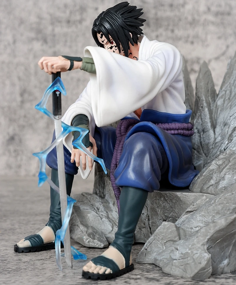 18 cm NARUTO Uchiha Sasuke Ninja Vloek Seal Zitten Anime Handgemaakte Actiefiguren Desktop Case Decoratie Ornament Gift