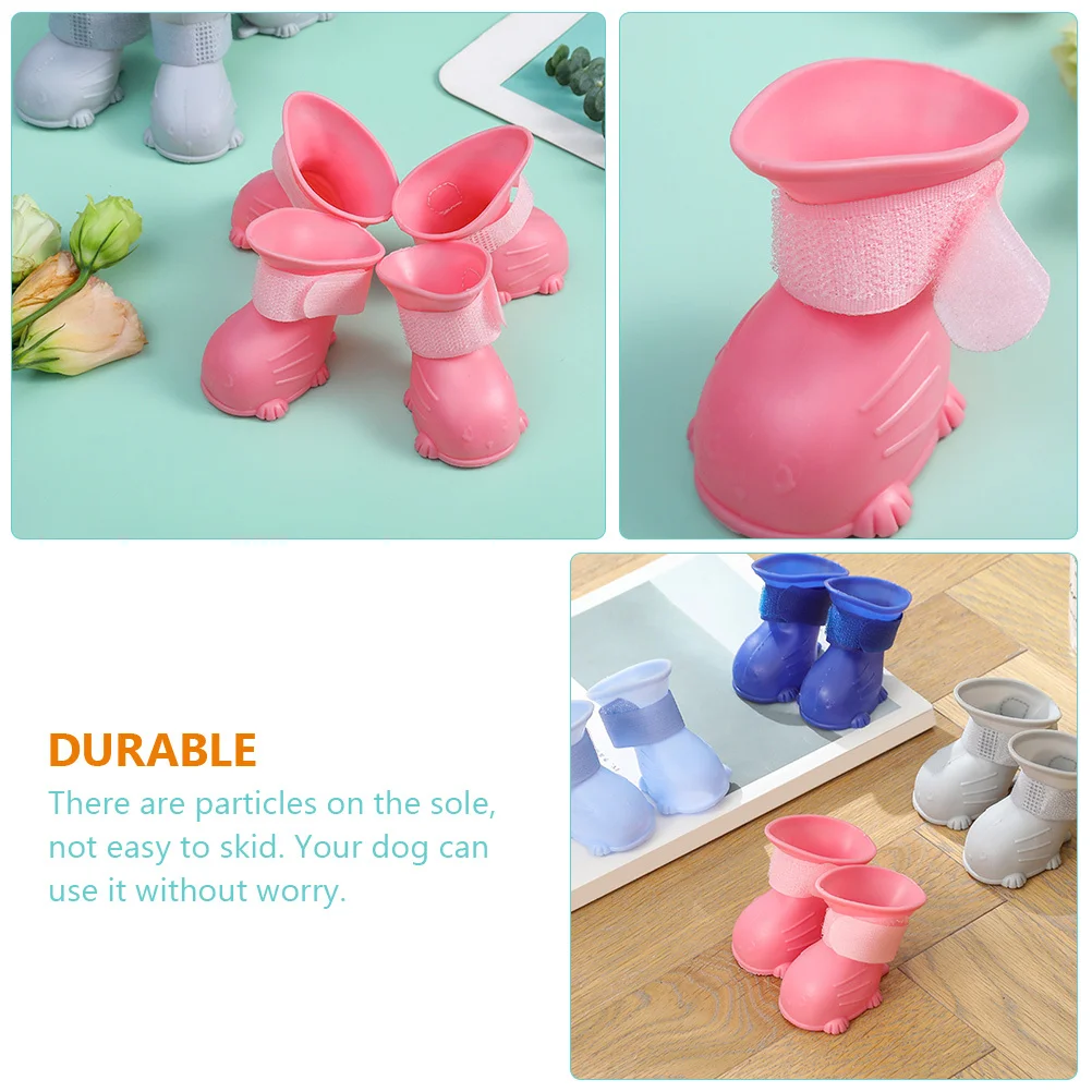 

4Pcs Waterproof Dog Rain Boots Anti-Slip Outdoor Pet Shoes Breathable Rain Protection for Puppies Dog Footwear