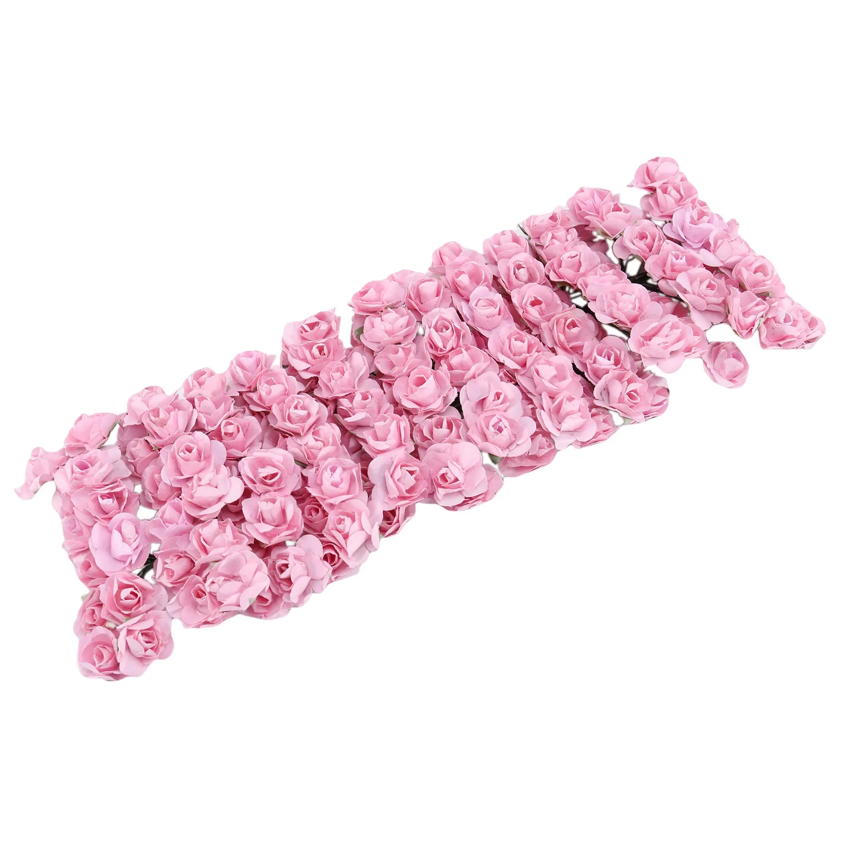 HITL 144pcs Mini Petite Paper Artificial Rose Buds Flowers DIY Craft Wedding Decor Home, Light Pink