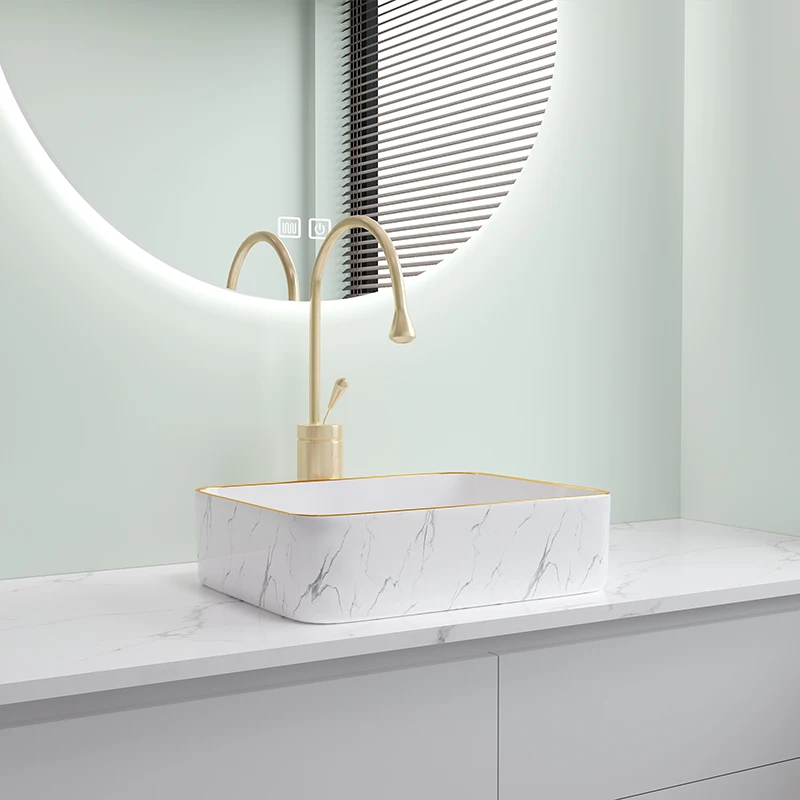 Modern Ceramic Countertop Sink Oval/Round/Irregular Basin Eco-Friendly Easy Clean Above-Counter Mount For Commercial Residential