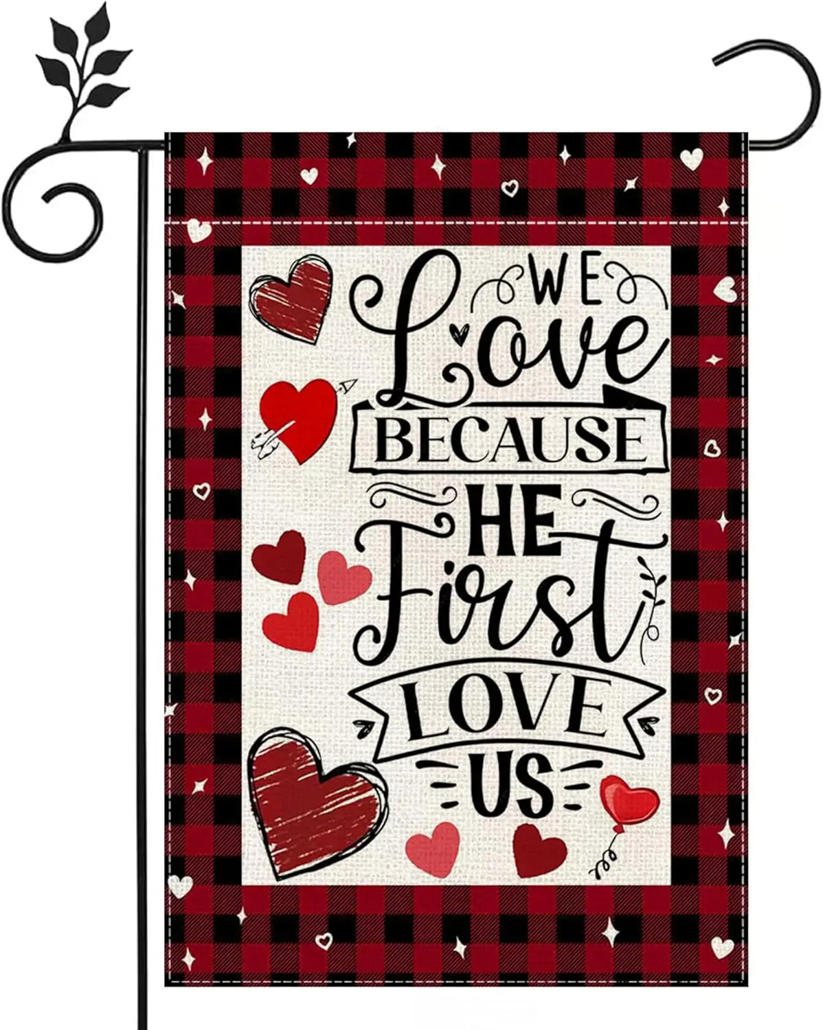 Valentines Day Garden Flag 12×18 Inch Double Sided Vintage Love Spring Heart Welcome Garden Flag for Valentines Wedding Anni EEZ