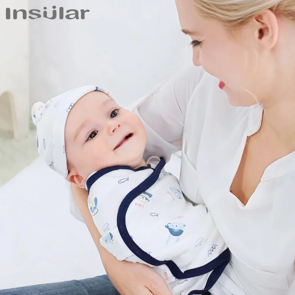 INSULAR Baby Cotton Sleeping Bags With Caps Envelope Type Newborn Cartoon Sleep Sack Anti-Startle Adjustable Bedding Item