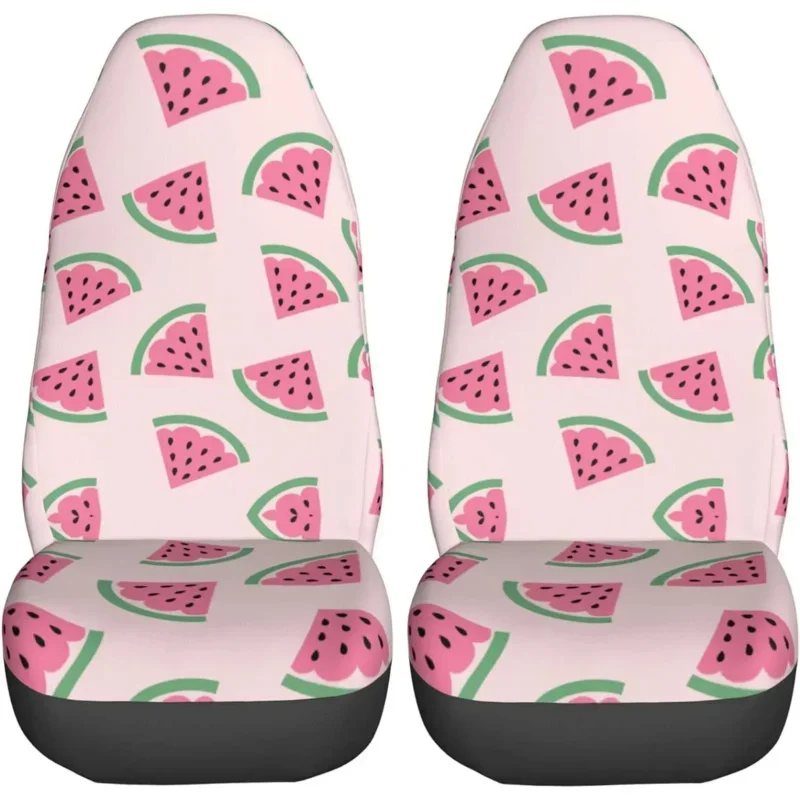 Car Seat Covers Set 2Pcs Sweet Watermelon Universal Front Car Seats Vehicle Enterior Protector Suitable Fits Most Car Auto Truck