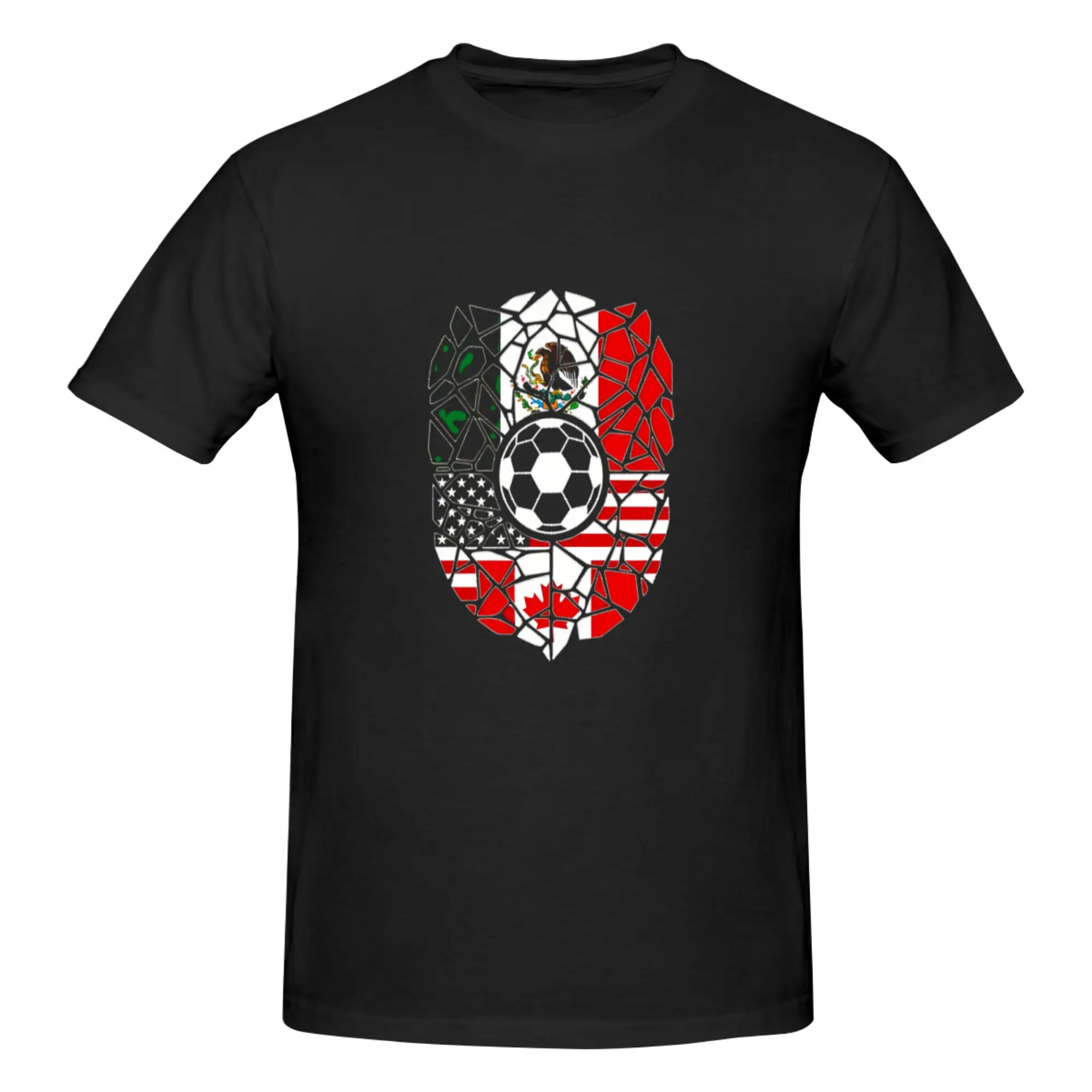 T-shirt imprimé unisexe pour homme, motif mosaïque amusant, écusson de football, unité USA Canada Mexique 2026, 82794688, promotion, design personnalisé