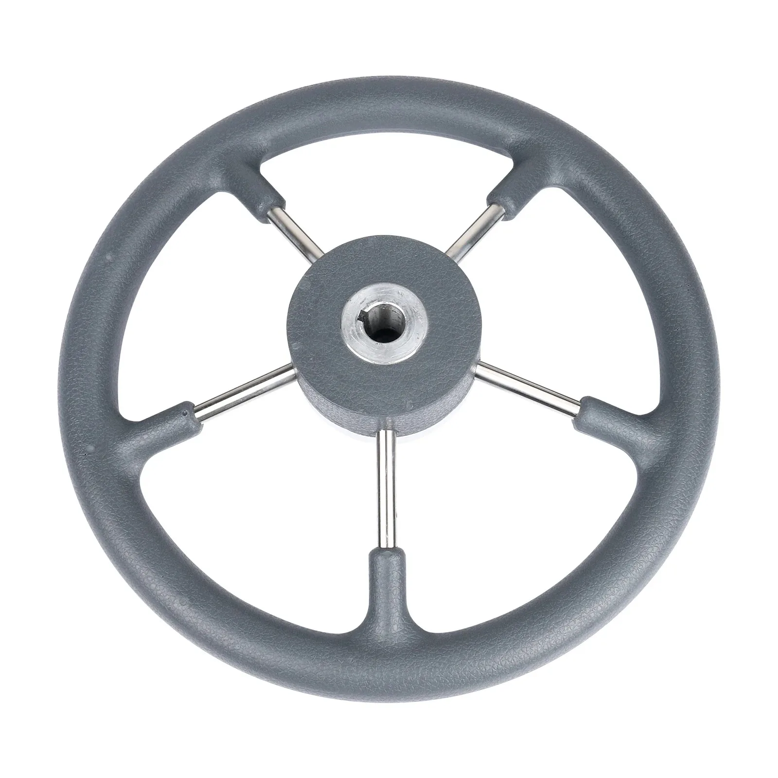 عجلة قيادة قارب من الفولاذ المقاوم للصدأ مقاس 13 بوصة مع قبضة رغوة سوداء نمط المدمرة البحرية لملحقات اليخوت والعائم