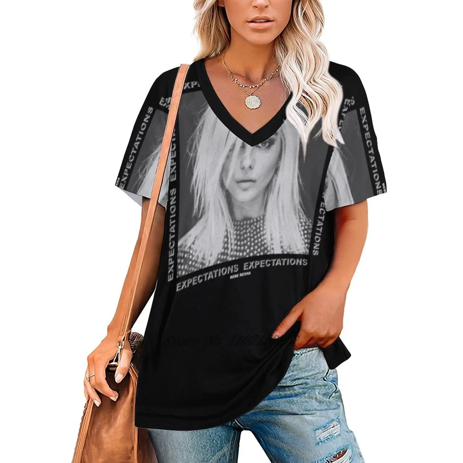 Rexha - Expectations Women Print T-Shirt Summer Casual Tops Streetwear T Shirt Boho Ladies Top Rexha Expectations Cover Art