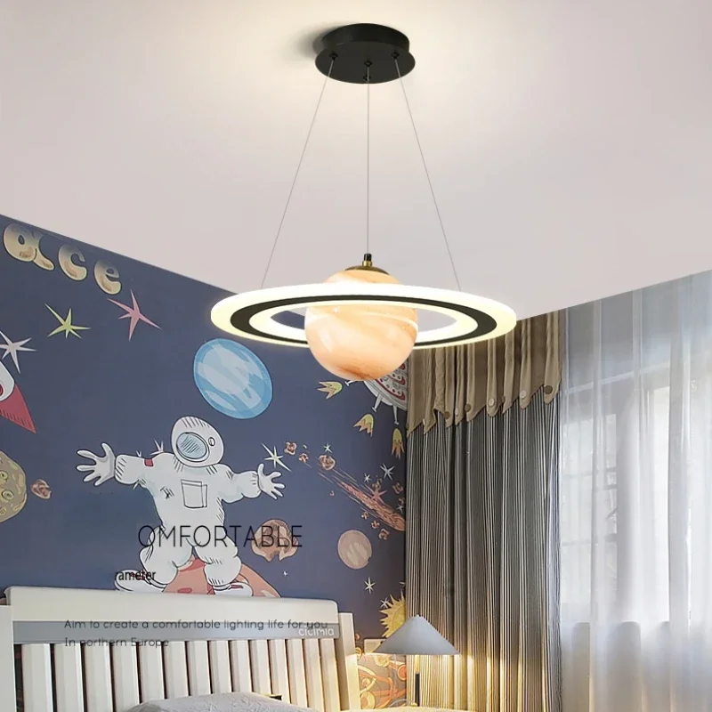 

Led Acrylic Planet Pendant Lights for Children's Living Room Bedroom Hanging Lamp Earth Home Decor Interior Lighting Fixtures