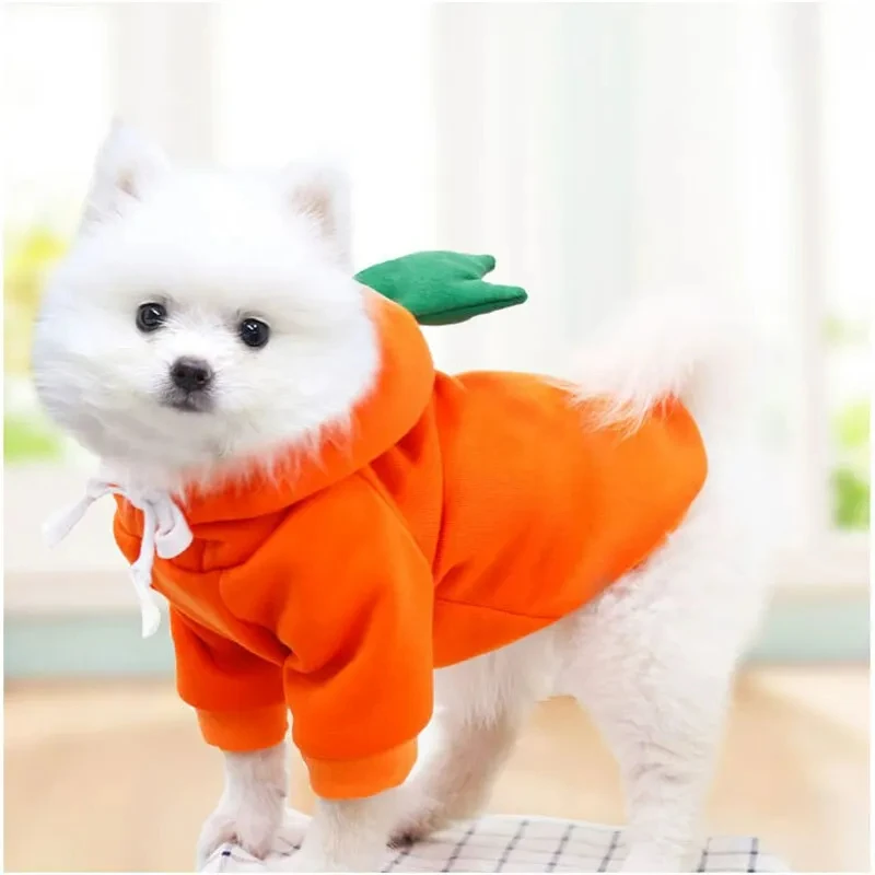 1pc New Dog Hoodie Clothes Cute Design Sweater Coat Carrot Shape Warm Fleece Outdoor Pet Outfit Outerwear for Dogs Puppy image 3