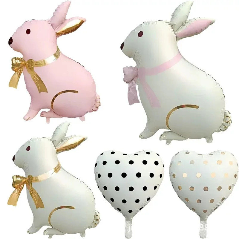 Ensemble de ballons en feuille d'aluminium Lapin de Pâques et carotte pour décorations de fête d'enfants Lapin Éléphant Rose Bleu Décoration d'anniversaire de bébé