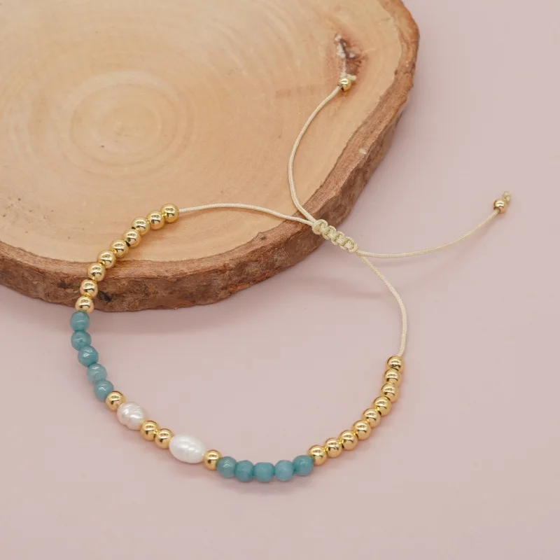 Go2boho 18k Gold Plated Pearl Bead Bracelet For Women Handmade Freshwater Pearl Semi-precious Stone Stack Adjustable Jewelry