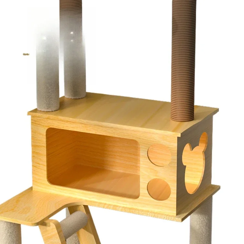 Cat climbing frame Cat nest integrated non-solid wood space capsule Tongtian pillar shelf Tree sisal toys