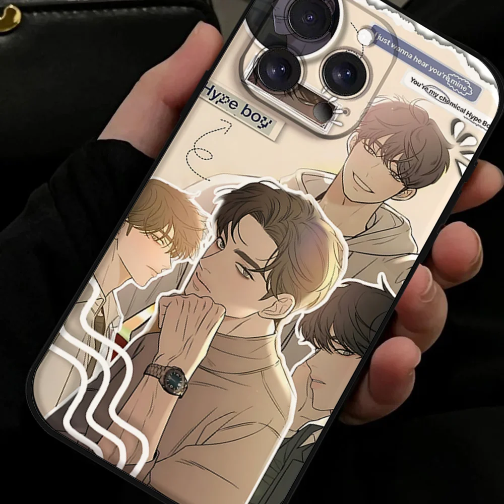 حافظة هاتف Operation True Love لهاتف آيفون 15,14,13,12,11,16,XS,XR,X,8,7,Pro,Max,Plus,mini غطاء أسود من السيليكون