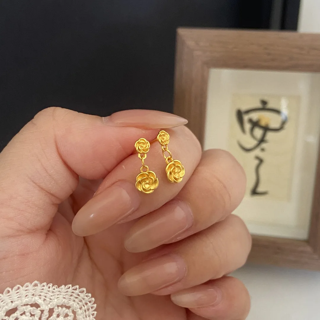 New in light luxury style rose flower earings stud fashion elegant romantic picturesque sequin design tassel earrings jewelry