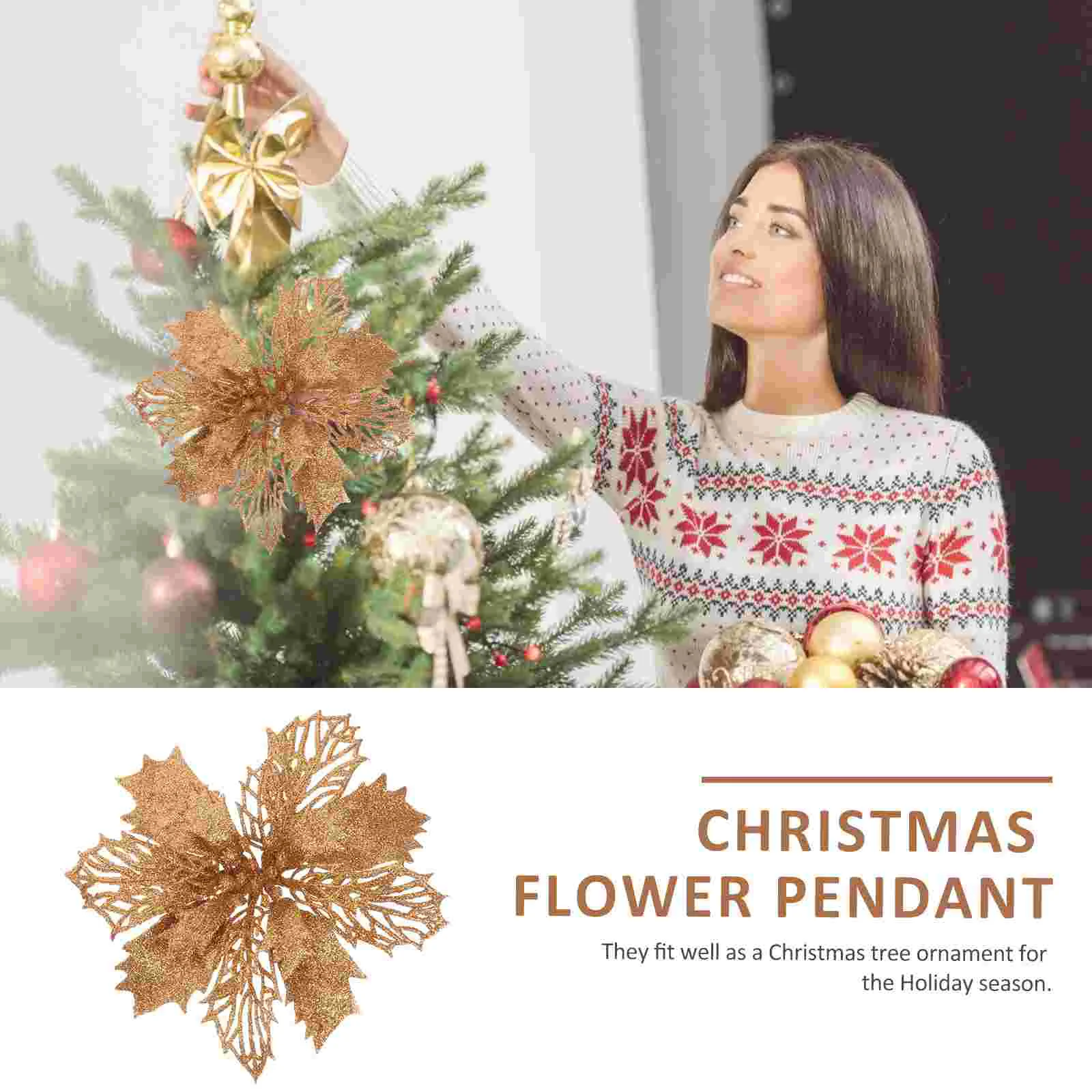 Decoraciones Navideñas Para Exteriores Christmas Hollow Flower Greenery Simulation Artificial Flowers Child