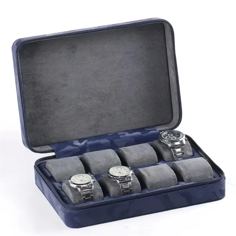Custom 8-slot leather luxury zipper watch display organizer smart watch box watch box