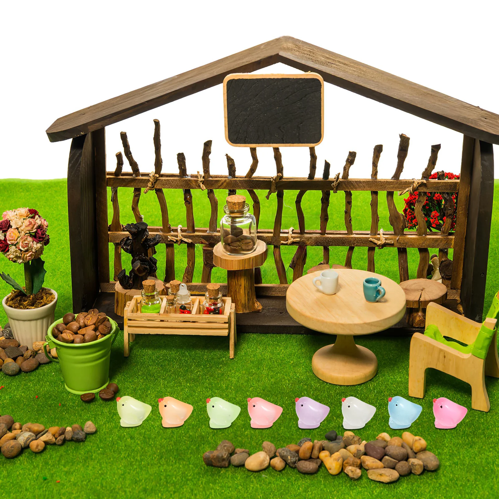 18Pcs Mini Resin Animals Small Chicks Glow-in-The-Dark Cute Decoration for Desk Home Ornament Mini Chickens Small Chicken