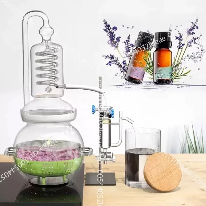 Mini Distiller 4L Glass Water Still, Alcohol Essential Oil Flower Plant Distillation and Extraction Equipment