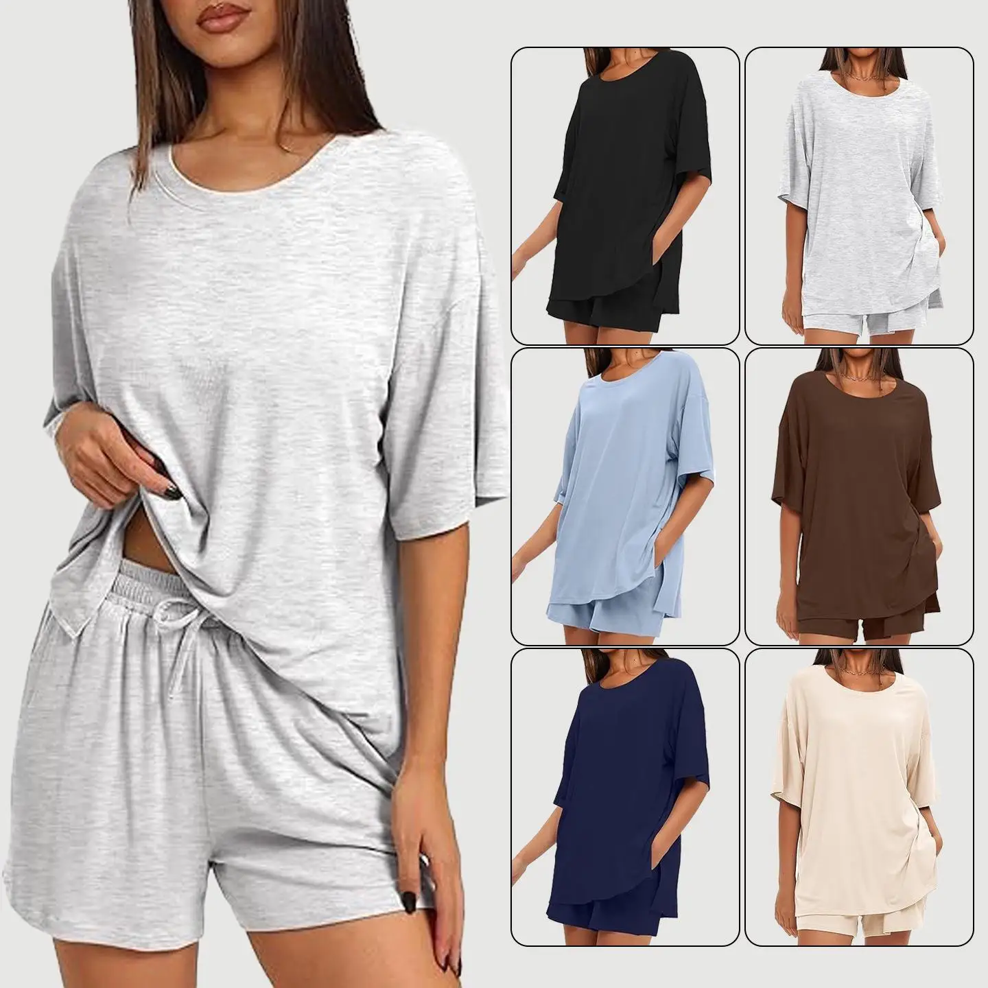 

Повседневный летний комплект домашней одежды однотонного цвета для поездок на работу, женский комплект из двух предметов для улицы, удобный дышащий комплект для отдыха