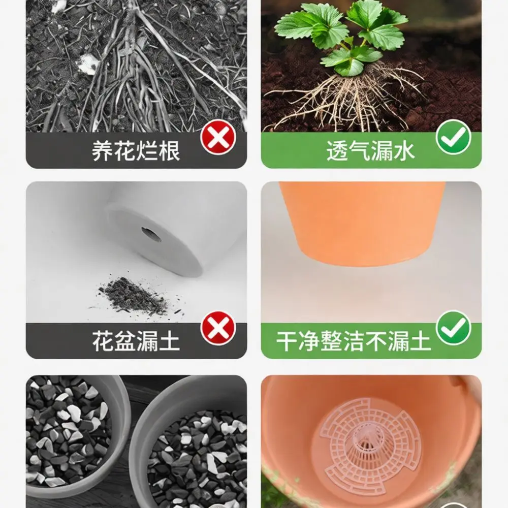 Flower Pot Conical Drainage Insert Plastic Mesh Pad Breathable Spacer Preventing Root Rot For Succulent Plant Care