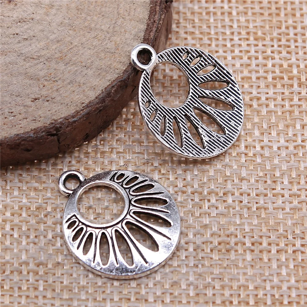 WYSIWYG 10pcs 19x23mm Flower Charms Antique Silver Color For Jewelry Making Zinc Alloy Charms Pendant DIY Jewelry Findings