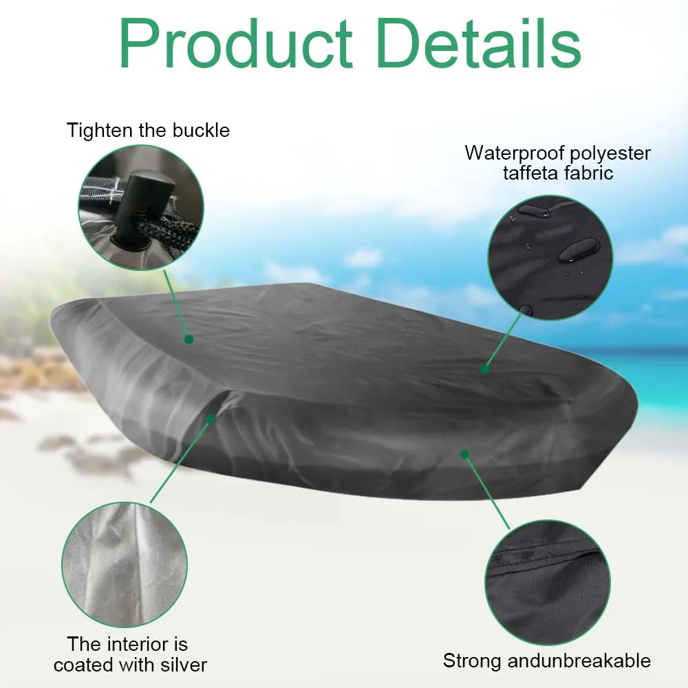 

210D черный водонепроницаемый чехол для каноэ из ткани Оксфорд, защита лодки, минималистичный дизайн, аксессуары для каяков для хранения на открытом воздухе