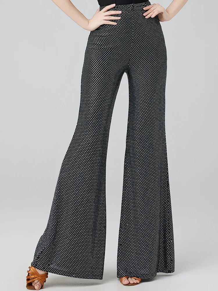 

Female Waltz Ballroom Dance Pants High Waist Trumpet Sequined Dance Pants Women Rumba Samba Modern Dancing Trousers DW10796