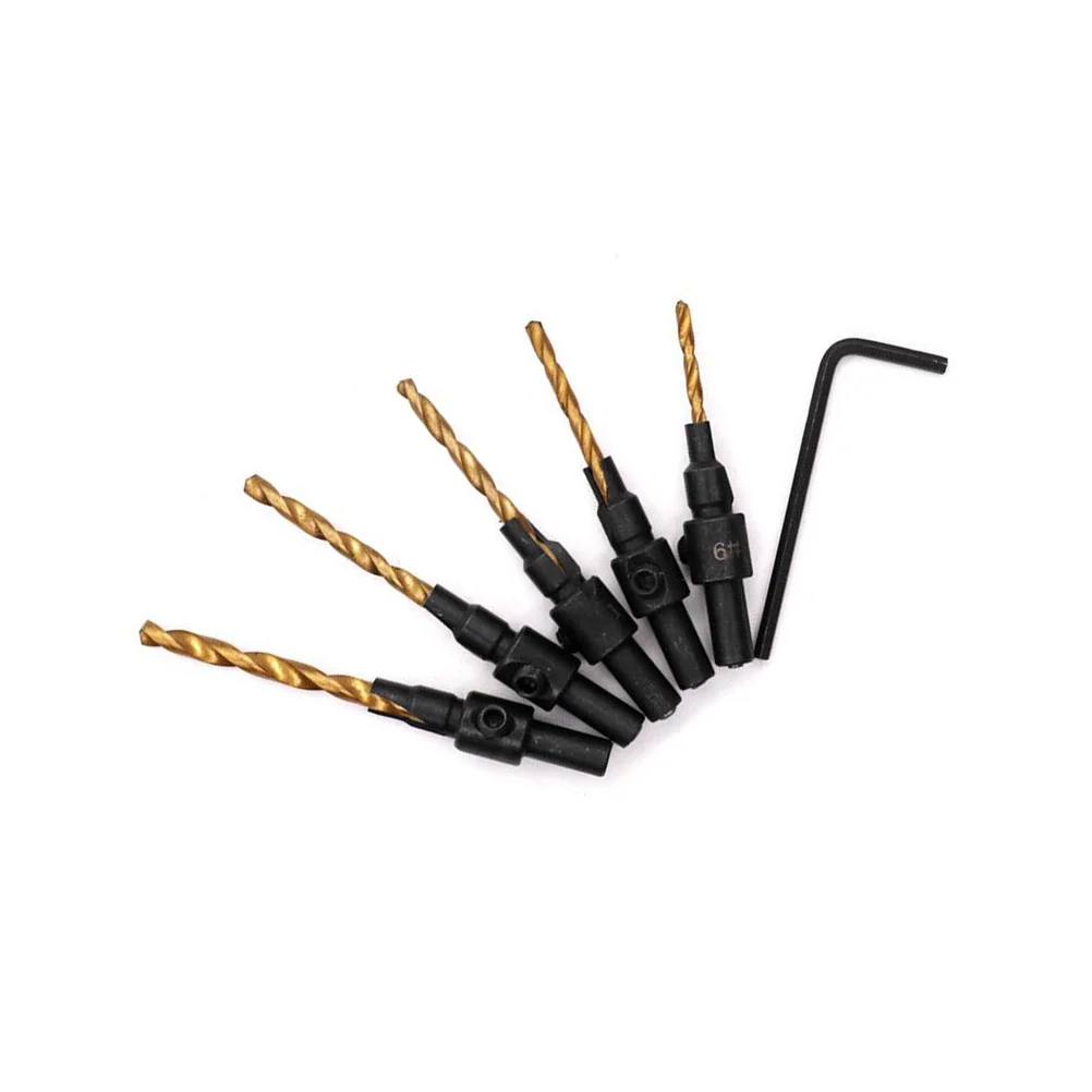 

5Pcs High-Speed Steel Countersink Drill Bit Set Hex for Wood Metal DIY Home -14 Countersinking Bits