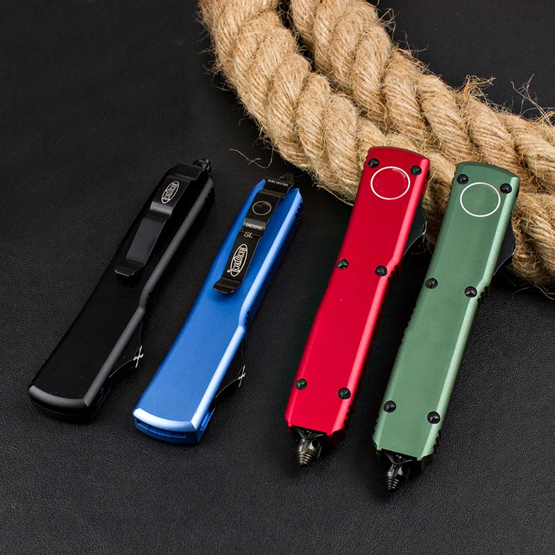 Nuevo Micro OTF Tech UT85 cuchillo D2 hoja CNC mango de aluminio supervivencia cuchillos de caza al aire libre herramientas EDC para acampar