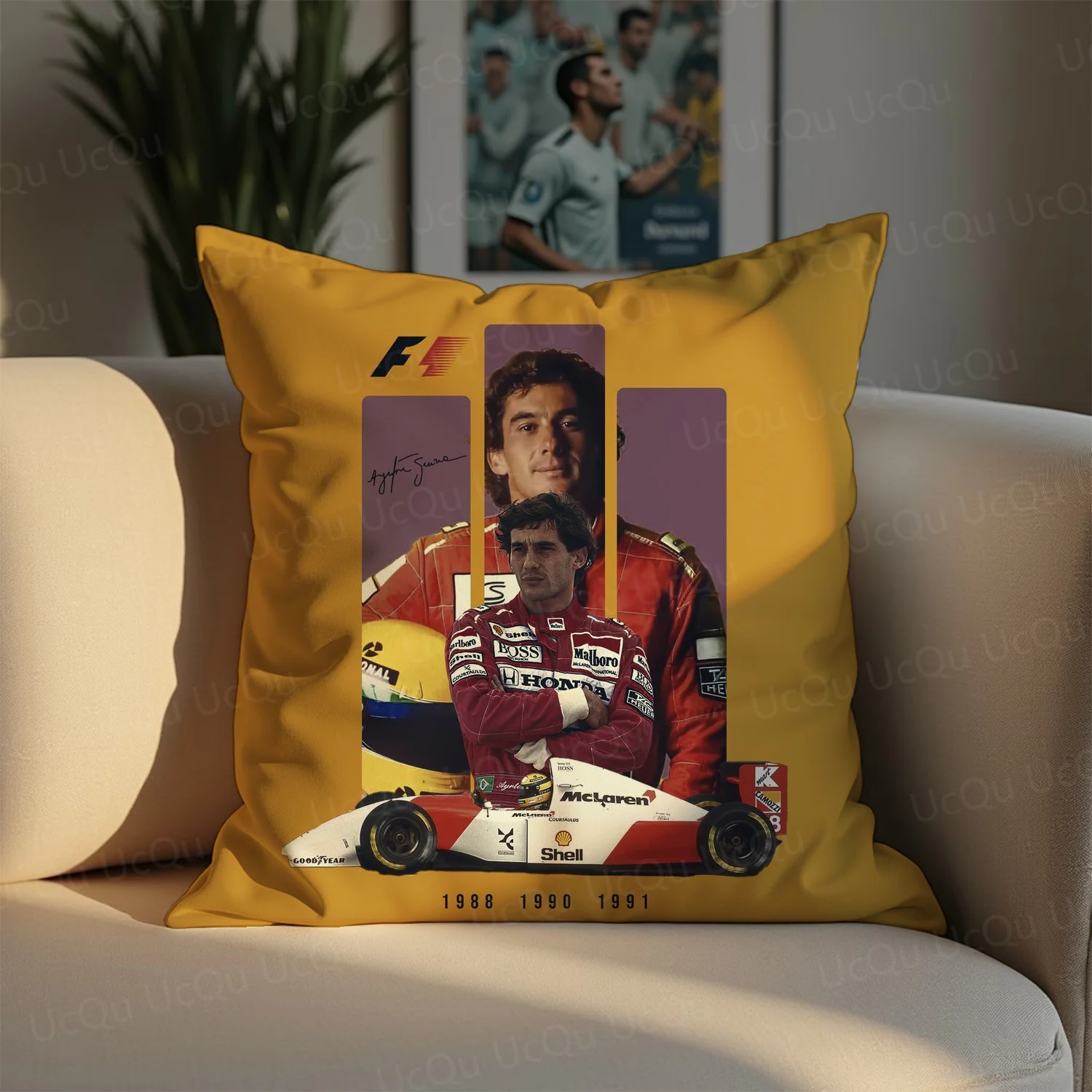 2025 New Arriavl Legend Ayrton Senna Throw pillow Cover Race car Fans Legend Cushion Cover Zipper Size 450*450mm 3D Printed Gift