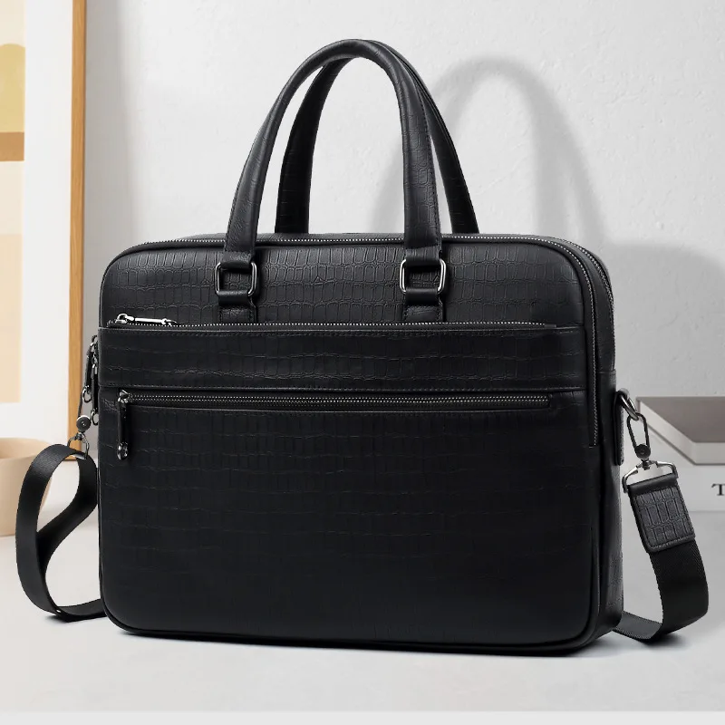 Business Handbag Fashion Casual Large Capacity Men's Trendy High-end Feel Messenger Bag Men Leather Top Layer Cowhide Briefcase