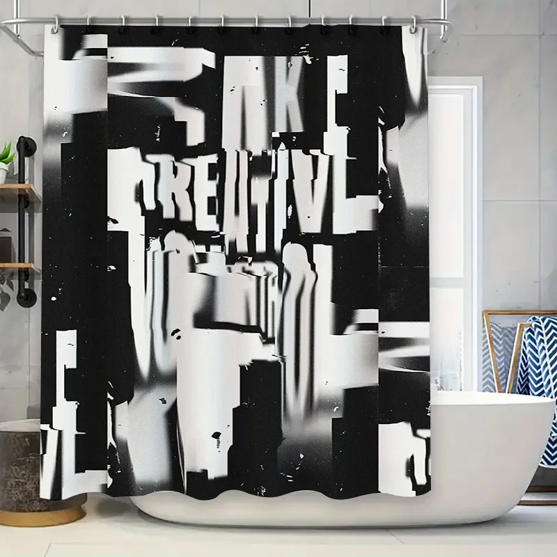 

Modern Black White Abstract Art Shower Curtain Sets Waterproof Fabric Bathroom Decor Vintage Minimalist Washable Liner