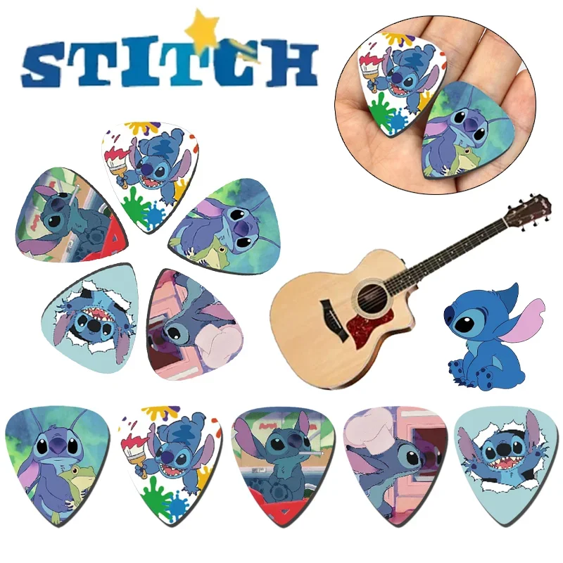 10pcs Disney Stitch Guitar Picks for Acoustic Guitar Bass Ukulele Supplies Picks Cute Cartoon Instrument Guitar Accessories